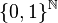 \{ 0,1 \} ^{\mathbb N} 