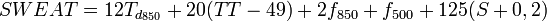 SWEAT = 12T_{d_{850}} + 20(TT - 49) + 2f_{850} + f_{500} + 125 (S + 0,2)