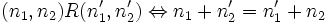 (n_1,n_2)R(n_1',n_2')\Leftrightarrow n_1+n_2'=n_1'+n_2