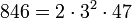 846 =2 \cdot  3^2 \cdot  47