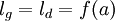 l_g=l_d=f(a)\,\!