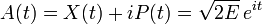  A(t) = X(t) + i P(t) = \sqrt{2E}\,e^{it}  