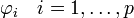 \varphi_i \quad i=1,\ldots,p