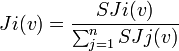  Ji(v) = \frac{SJi(v)}{\sum_{j=1}^n SJj(v)}