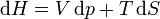 \mathrm{d}H = V\,\mathrm{d}p + T\,\mathrm{d}S ~