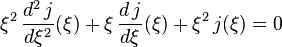  \xi^2 \, \frac{d^2\,j}{d\xi^2}(\xi) + \xi \, \frac{d\,j}{d\xi}(\xi) + \xi^2 \, j(\xi) = 0 