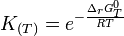 K_{(T)} = e^{- \frac{\Delta_rG^0_T}{RT}}~