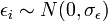 \epsilon_i \sim N(0,\sigma_\epsilon)\,