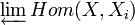 \varprojlim Hom(X,X_i)