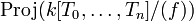 {\rm Proj} (k[T_0,\ldots, T_n]/(f))