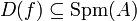 D(f)\subseteq {\rm Spm}(A)