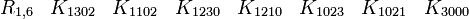  \begin{matrix} R_{1,6} &K_{1302} &K_{1102} &K_{1230} &K_{1210} &K_{1023} &K_{1021} &K_{3000} \end{matrix} 