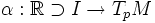 \alpha : \mathbb R \supset I \rightarrow T_pM