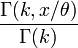 \frac{\Gamma(k, x/\theta)}{\Gamma(k)}