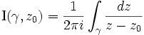 \operatorname{I}(\gamma, z_0) = \frac{1}{2\pi i} \int_{\gamma} \frac{dz}{z-z_0}