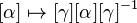    [\alpha] \mapsto [\gamma] [\alpha] [\gamma]^{-1} 