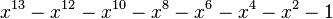 x^{13}-x^{12}-x^{10}-x^8-x^6-x^4-x^2-1\,