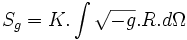 \ S_g = K. \int \sqrt{-g}.R.d\Omega