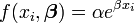 f(x_i,\boldsymbol \beta)= \alpha e^{\beta x_i}