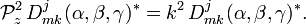  \mathcal{P}_z^2\, D^j_{m k}(\alpha,\beta,\gamma)^* = k^2\, D^j_{m k}(\alpha,\beta,\gamma)^*. 