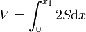 V=\int_0^{x_1} 2S \mathrm dx