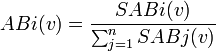 ABi(v) = \frac {SABi(v)} {\sum_{j=1}^n SABj(v)} 