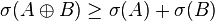 \sigma(A \oplus B) \ge \sigma(A) + \sigma(B)