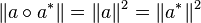 \|a\circ a^*\|=\|a\|^2=\|a^*\|^2