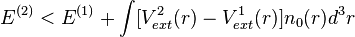 E^{(2)}< E^{(1)}+ \int [V_{ext}^2(r)-V_{ext}^1(r)]n_0(r)d^3r 