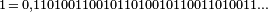 \scriptstyle 1\,=\,0,11010011001011010010110011010011\ldots