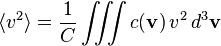 \langle v^2\rangle = \frac{1}{C} \iiint c(\mathbf{v}) \, v^2 \, d^3\mathbf{v}