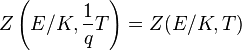 Z \left( E/K, {1\over q}T \right)=Z(E/K, T)