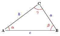 Fig. 1 - Notations usuelles dans un triangle quelconque.
