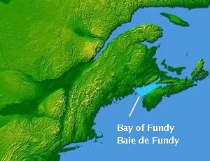 Position de la Baie de Fundy dans l'Est du Canada