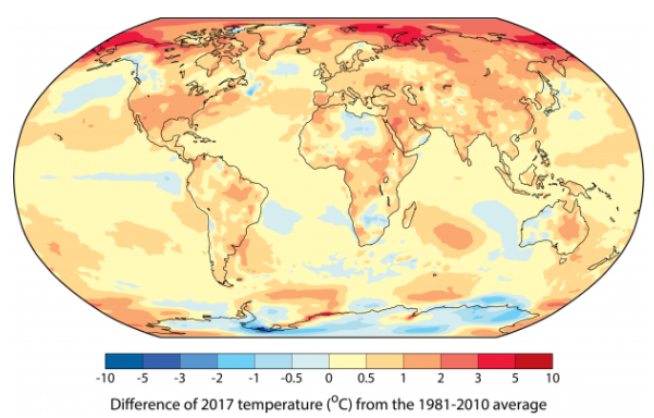 L'Organisation météorologique mondiale confirme que 2017 est la troisième année la plus chaude enregistrée