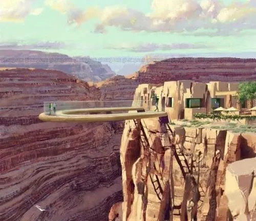Une passerelle de verre suspendue au dessus du Grand Canyon