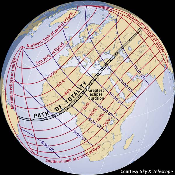 Une éclipse de soleil pour l'Europe, l'Afrique et l'Asie