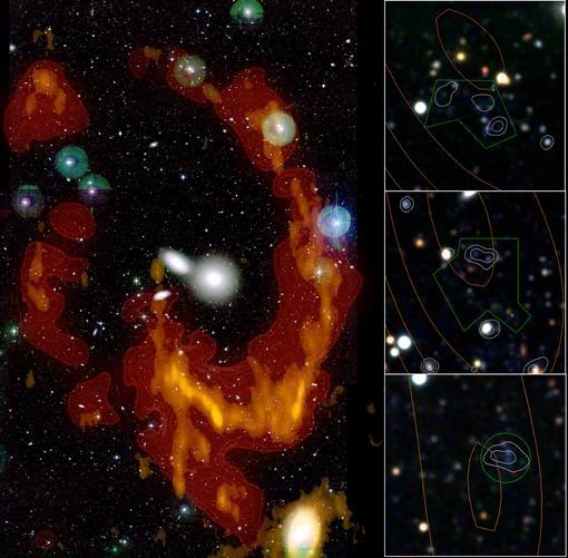 Un anneau de gaz géant formé lors de la collision de deux galaxies