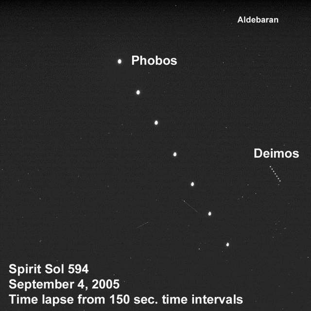 Spirit astronome amateur: deux lunes dans le ciel de Mars