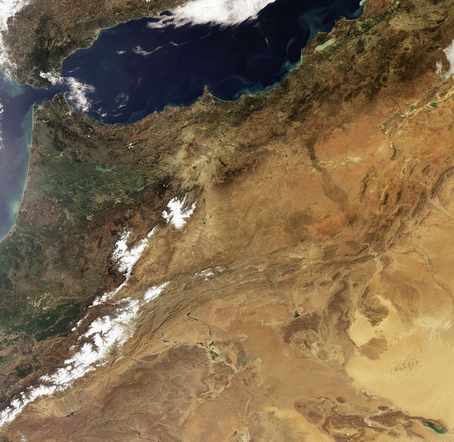 Le massif de l’Atlas vu de l'espace