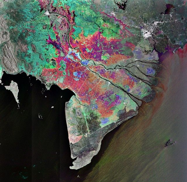 Le Delta du Mékong vu au radar depuis l’espace