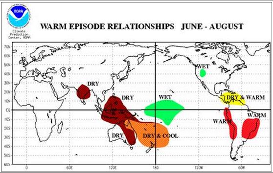 Anomalie prévue du courant chaud El Niño
