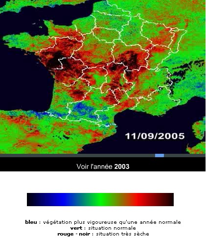 Canicule et sécheresse en France vues de l’espace