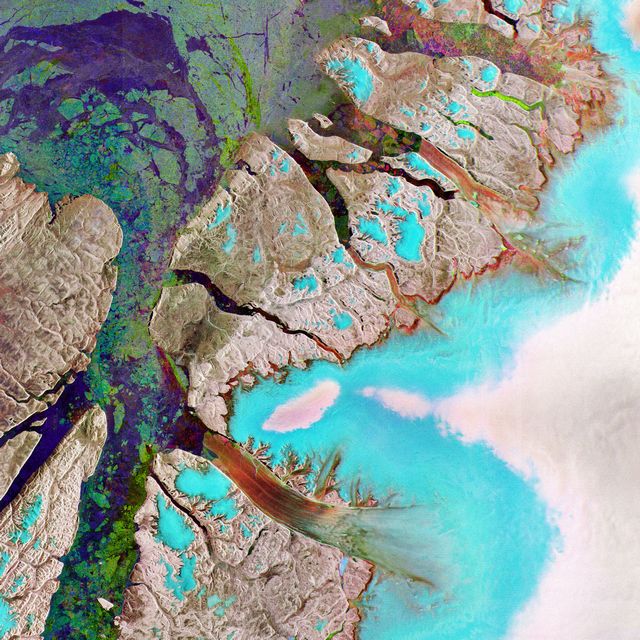 Le Groenland et l’île d’Ellesmere vus au radar depuis l’espace