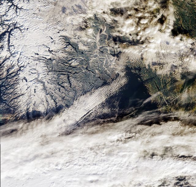 La Norvège sous la neige vue de l’espace