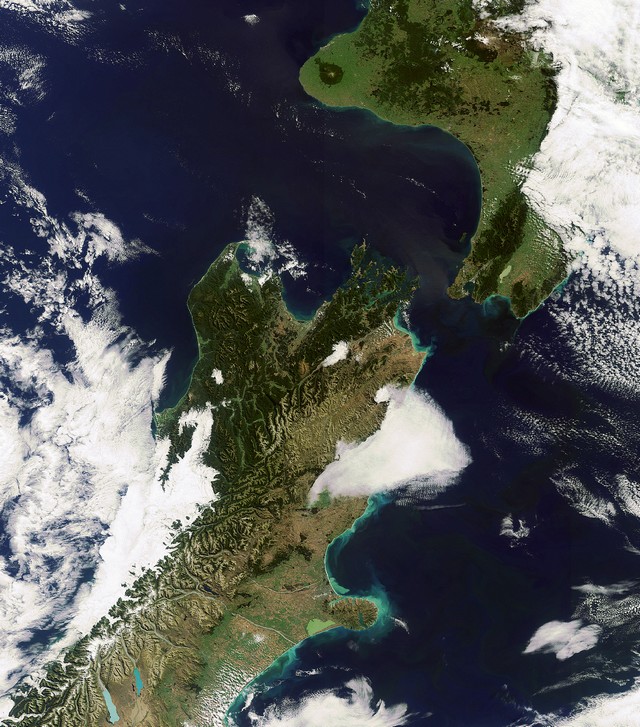 La soufflerie de Nouvelle-Zélande vue de l'espace