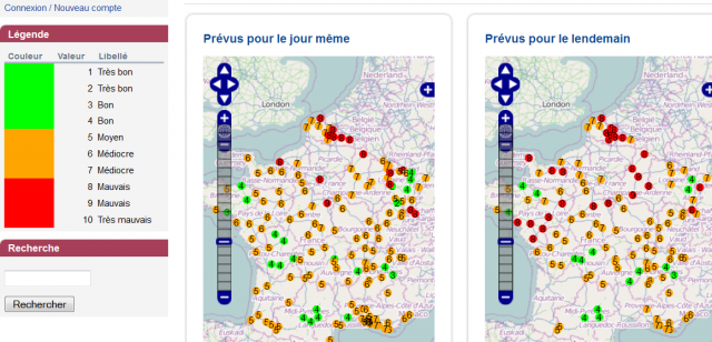 Alerte à la pollution de l'air: les indices journaliers
