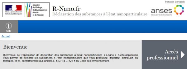 Obligation de déclarer les nanoparticules sur le site R-nano.fr