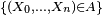 \scriptstyle\ \{(X_0,\dots,X_{n}) \in A\}\