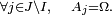 \scriptstyle\ \forall j\in J\backslash I,\quad A_{j}=\Omega.\